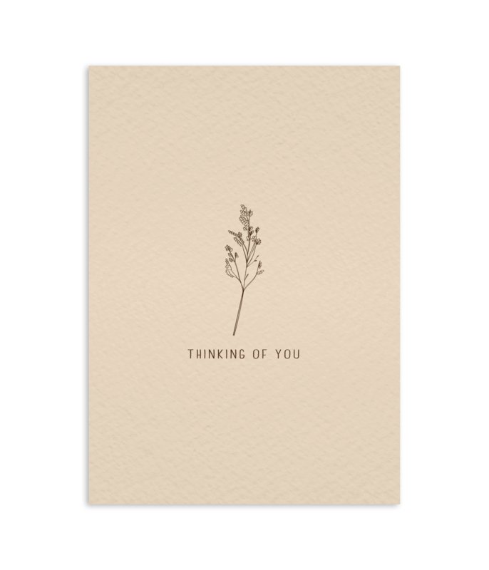 Ansichtkaart Thinking of you, uit de serie dryed flowers