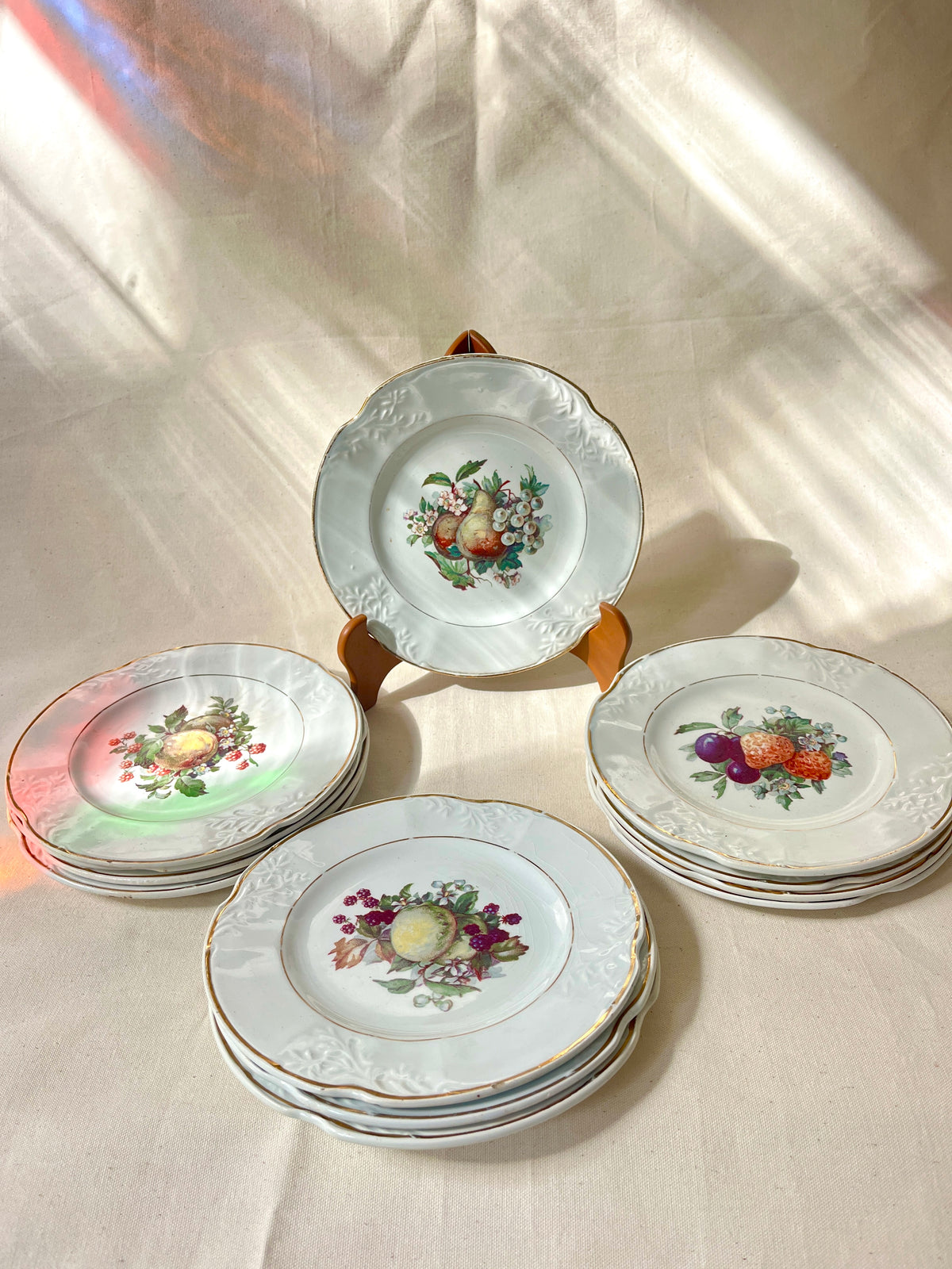 Set 12 vintage Franse gebaksborden