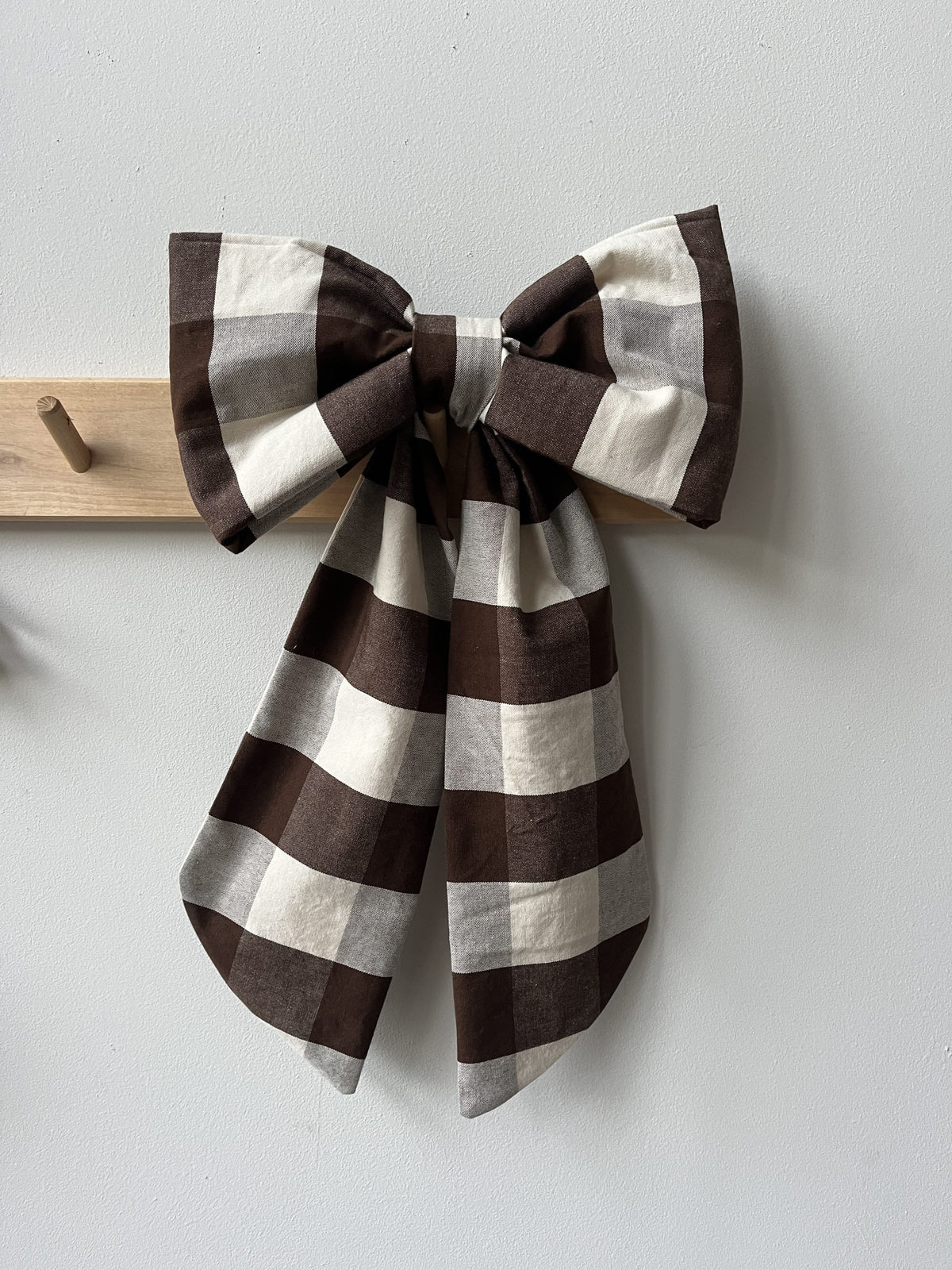 Brown gingham festive bow