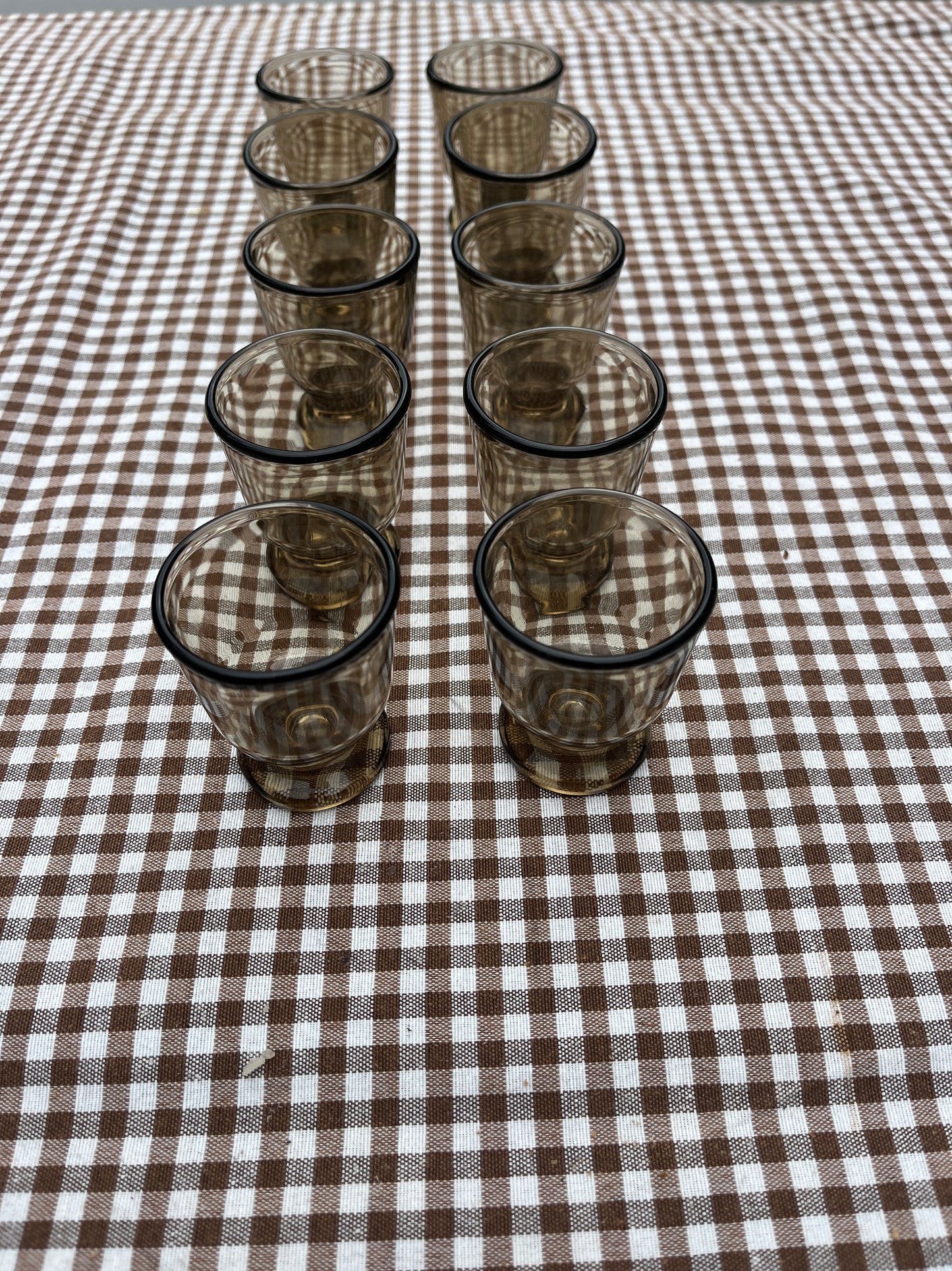 Vintage Brown Glass Egg Cups – Set of 10
