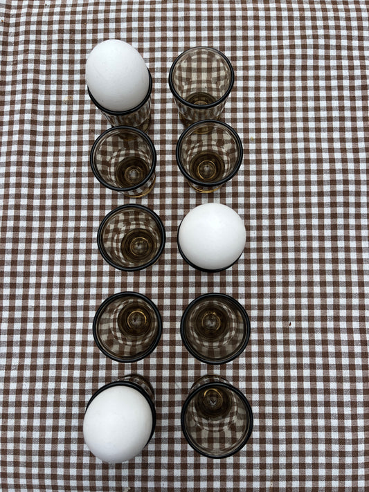 Vintage Brown Glass Egg Cups – Set of 10