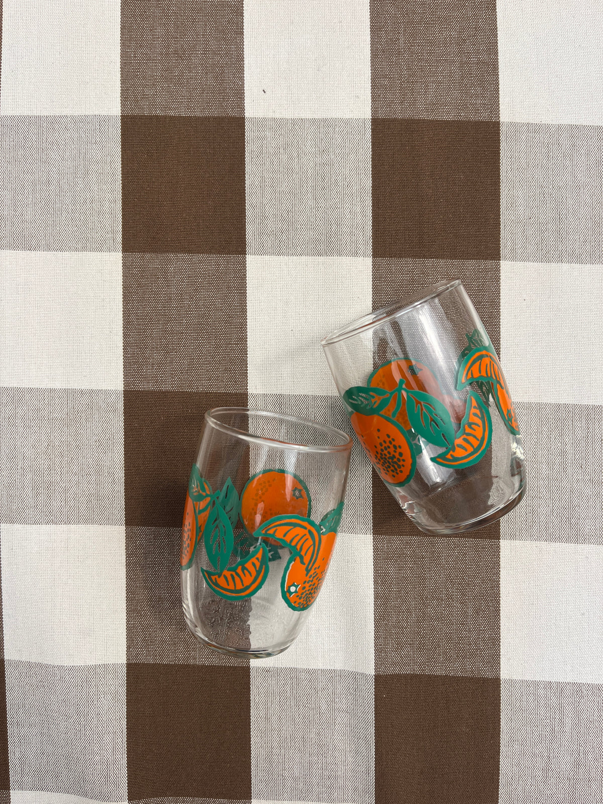 Vintage Franse sinaasappelglaasjes – set van 2