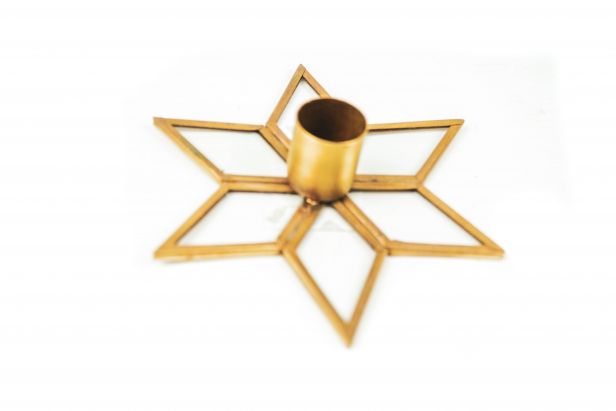 Ster kandelaar in messing goud en glas