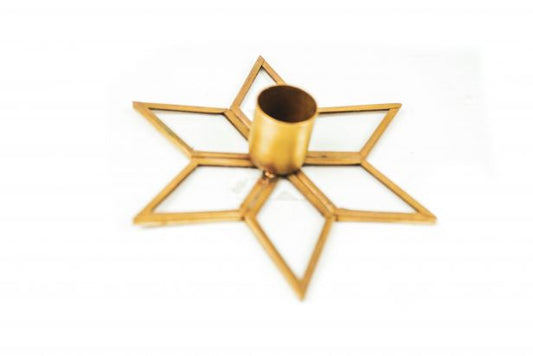 Ster kandelaar in messing goud en glas