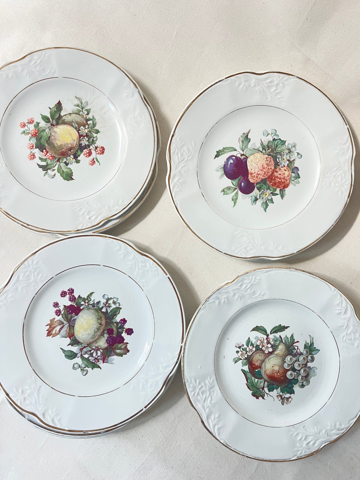 Set 12 vintage Franse gebaksborden