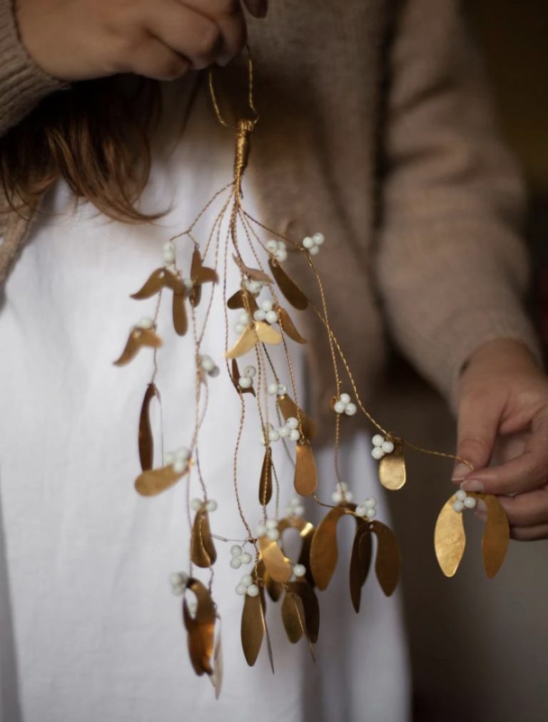 Handgemaakte mistletoe brass groot