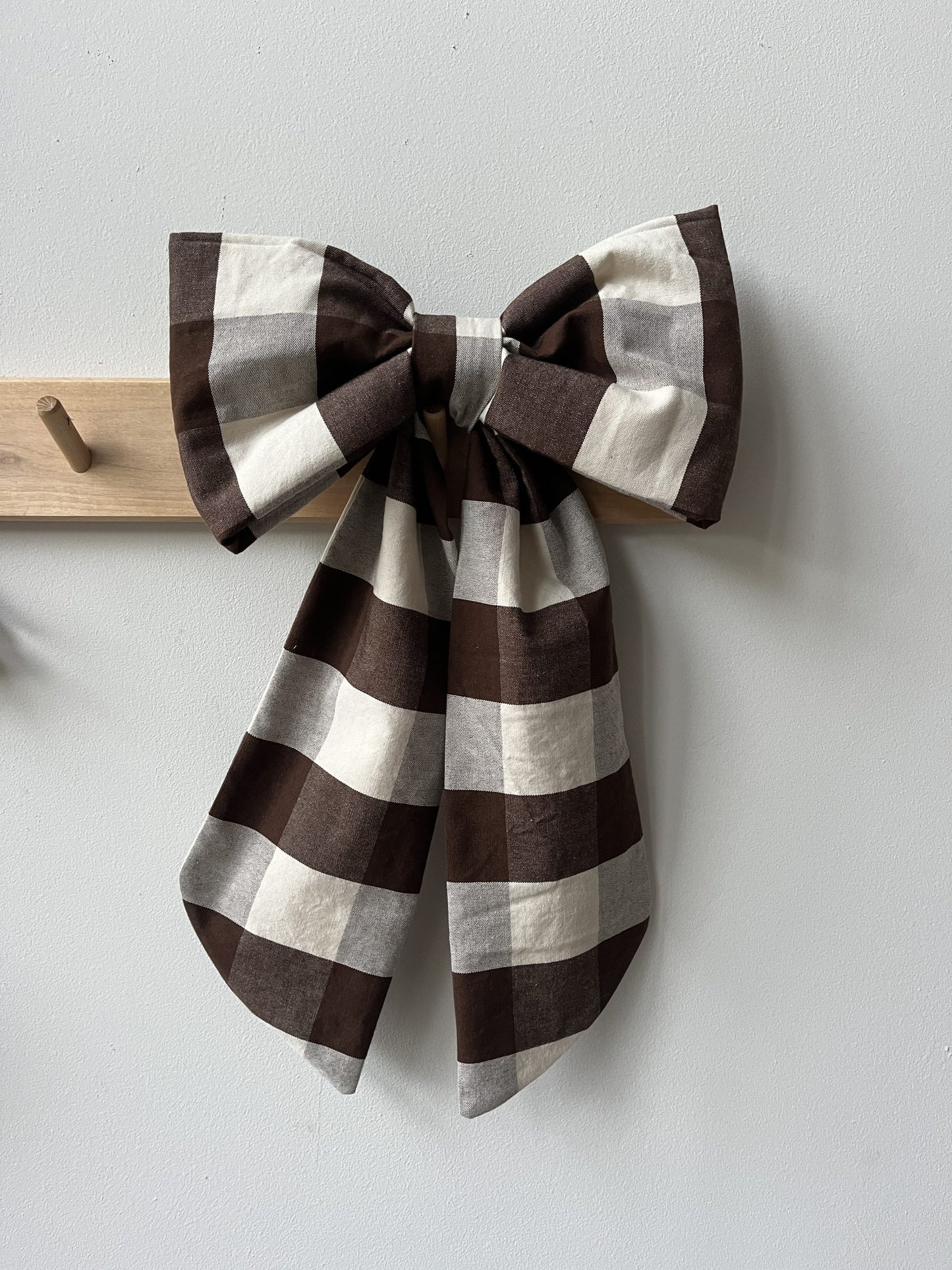 Brown gingham festive bow