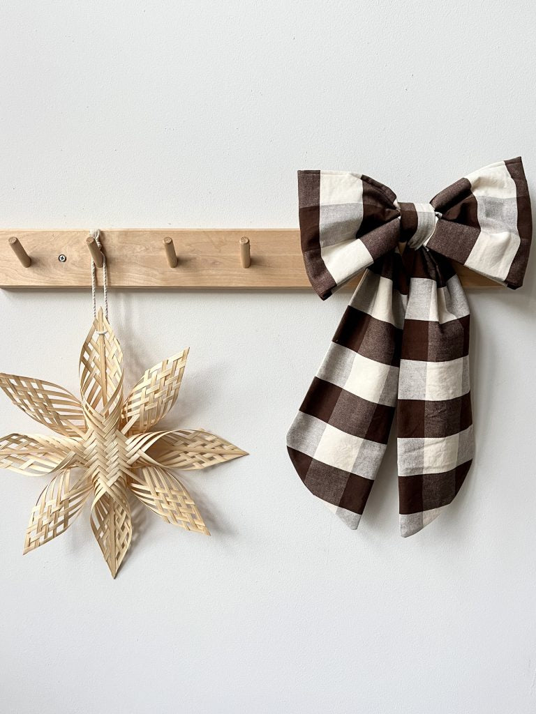 Brown gingham festive bow