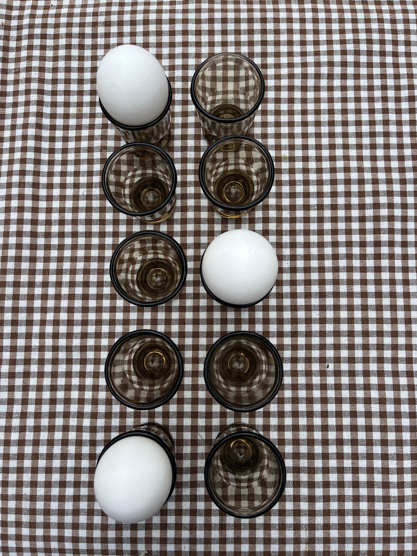 Vintage Brown Glass Egg Cups – Set of 10
