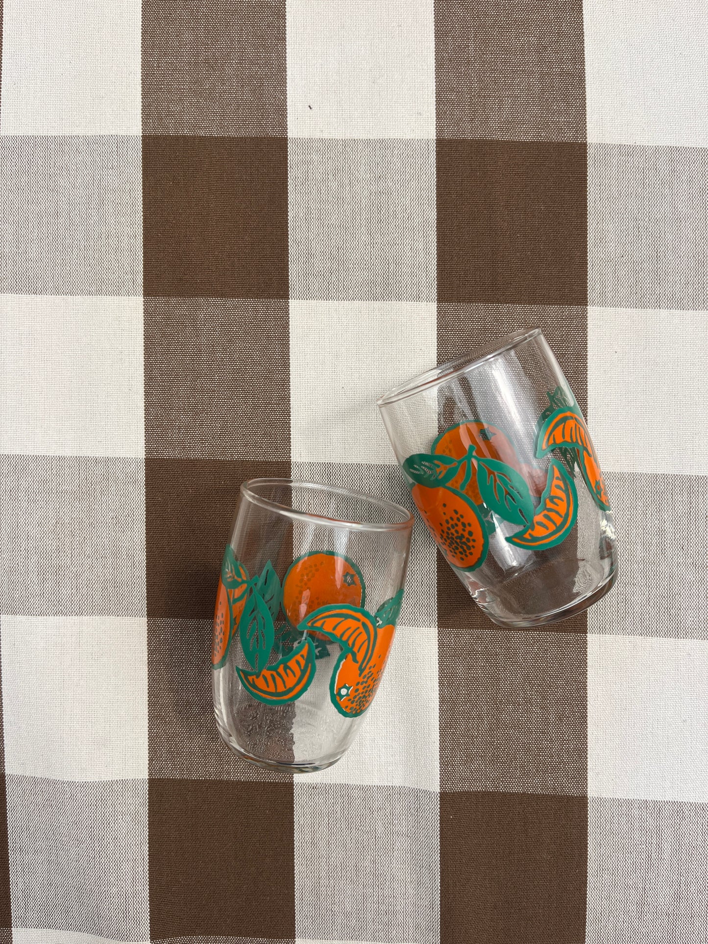 Vintage Franse sinaasappelglaasjes – set van 2