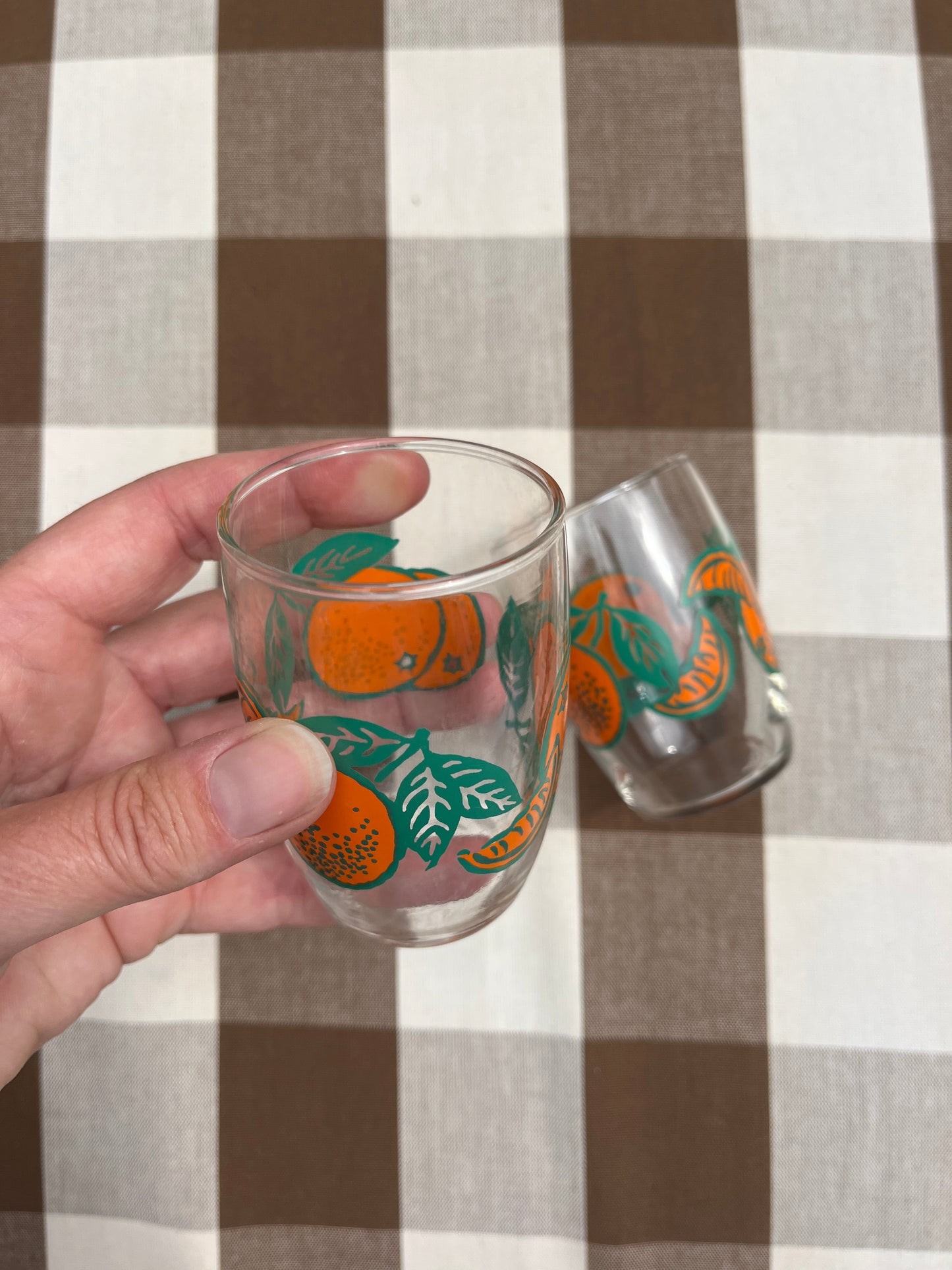 Vintage Franse sinaasappelglaasjes – set van 2