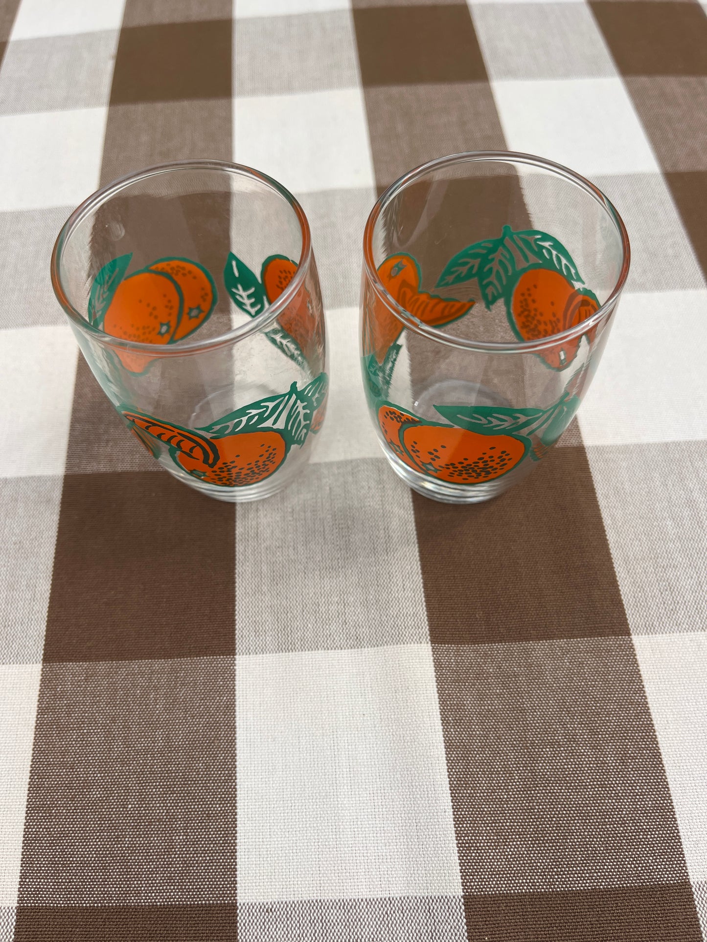Vintage Franse sinaasappelglaasjes – set van 2