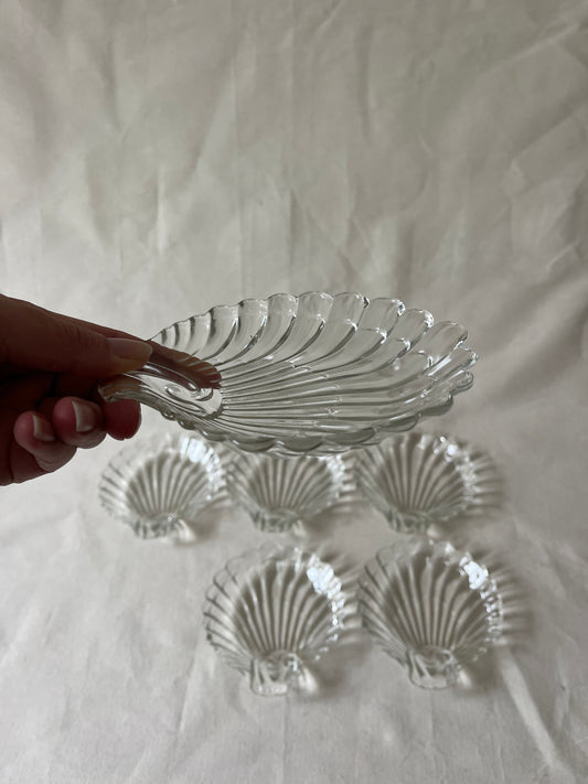 Set van zes glazen schelp schalen