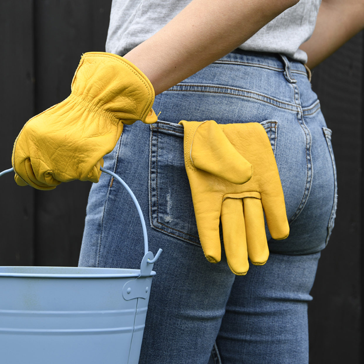 Leren tuinhandschoen