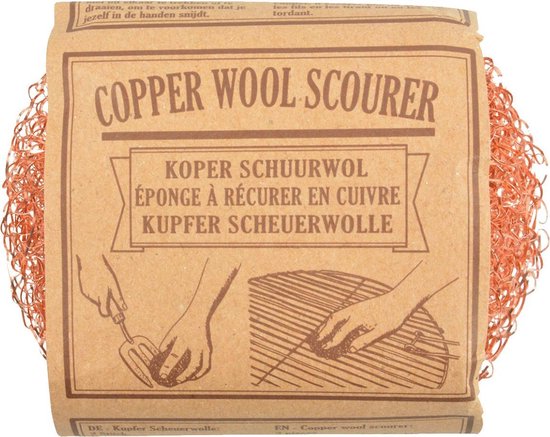 Schuurwol, koper, set twee stuks